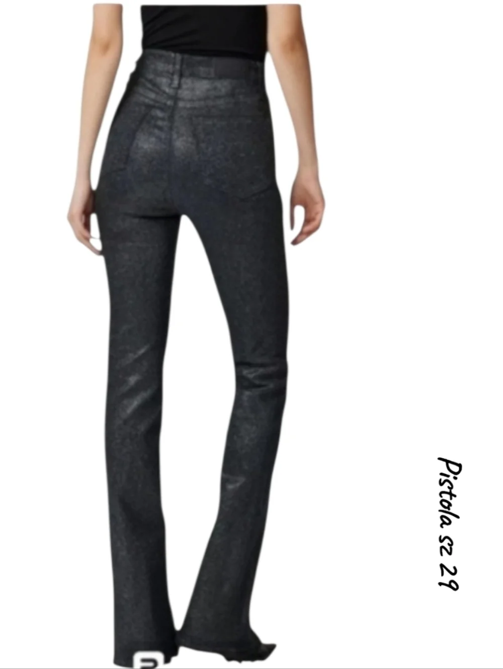 Pistola Colleen High Rise Stargaze Black Glitter Slit Bootcut Jeans 29 NWT